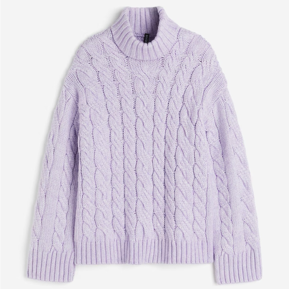H&M Lavender Cable Knit Mock Turtleneck Sweater